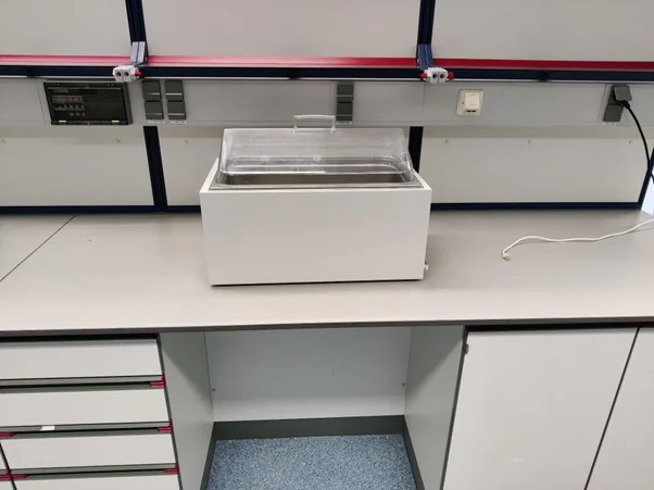 Water bath on a laboratory bench at Pivot Park